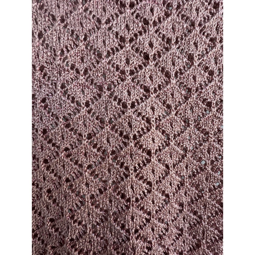 Biruni Retro Pink Lace Knit Cardigan Pearl‎ Detail Short Sleeve Small - Picture 10 of 10